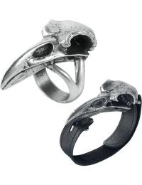 Alchemy Gothic Armbånd - Raven Skull - Bundt - Unisex - sort-sølv