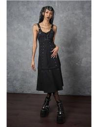 Banned Alternative Mellemlang kjole - BLACK IRON BLOOM DRESS - XS till XXL - Damer - sort