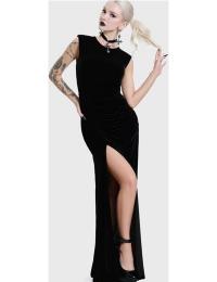 KIHILIST by KILLSTAR Lang kjole - NOVA VELVET KNOT MAXI DRESS - XS till XXL - Damer - sort