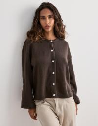 Pieces - Brun - Pcida Ls O-Neck Knit Cardigan Noos