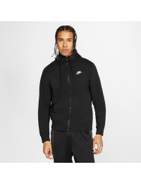 Nike Club Fleece-hættetrøje med lynlås til mænd - sort