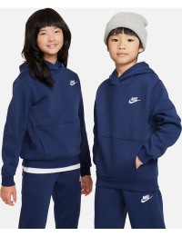 Nike Club Fleece-pullover-hættetrøje til større børn - blå