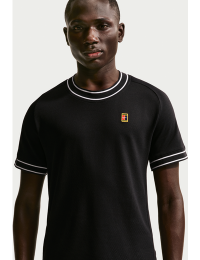 NikeCourt Heritage tennistrøje med korte ærmer til mænd - sort