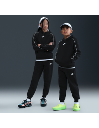 Nike Club Fleece-tracksuit med hætte til større børn - sort