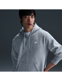 Nike Club Fleece-hættetrøje med lynlås til mænd - grå