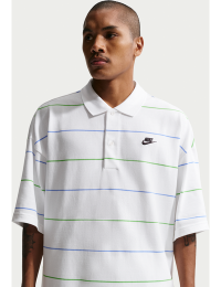 Oversized Nike Club-polotrøje med striber til mænd - hvid