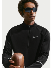 Nike Miler Dri-FIT-løbeoverdel med lynlås i halv længde til mænd - sort