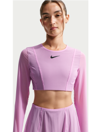 Kort NikeCourt Slam-tennistop med lange ærmer til kvinder - lilla