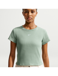 Tætsiddende og kortærmet Nike -T-shirt i ribstof til kvinder - grøn