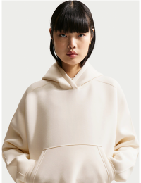 Oversized Nike Pregame Fleece-hættetrøje til kvinder - hvid