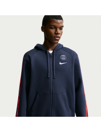 Paris Saint-Germain City Side Nike Soccer-hættetrøje i fleece med lynlås i fuld længde til mænd - blå