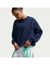 Oversized Nike Studio Fleece-sweatshirt i mellemkraftig kvalitet med rund hals til kvinder - blå