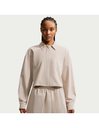 Kort Nike 24.7 PerfectStretch Dri-FIT-trøje med UV-beskyttelse og lange ærmer til kvinder - brun