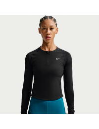 Langærmet Nike Pro Sculpt Dri-FIT-trøje med 1/4 lynlås til kvinder - sort