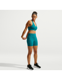 Højtaljede Nike Universa-cykelshorts (13 cm) uden sømme foran til kvinder - blå