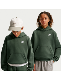 Oversized Nike Club Fleece-hættetrøje til større børn - grøn