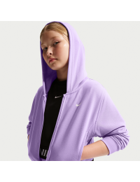 Nike Pro Fleece Dri-FIT-hættetrøje med fuld lynlås til større børn (piger) - lilla