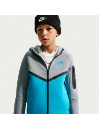Nike Tech Fleece-hættetrøje med lynlås til større børn - grå
