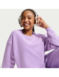 Nike Studio Fleece-sweatshirt med firkantet pasform og rund hals til piger - lilla