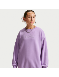 Oversized Nike Studio Fleece-sweatshirt med rund hals til større børn (piger) - lilla