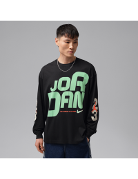 Langærmet Jordan Flight-T-shirt med grafik til mænd - sort