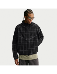 Løstsiddende maskinstrikket Nike Tech Dri-FIT Shori-jakke med fuld lynlås og heldækkende print til mænd - sort