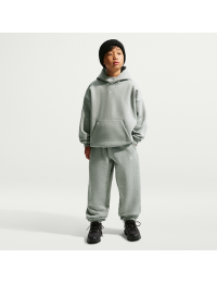 Nike Solo Swoosh-basketballbukser i fleece med opslag til børn - grå