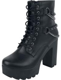 Gothicana by EMP Høj hæl - Black Boots with Studded Straps and Chains - EU37 till EU41 - Damer - sort