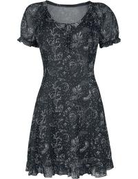 Jawbreaker Kort kjole - Night forest mesh - S till 4XL - Damer - sort-hvid