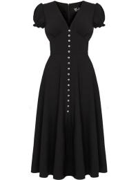 Hell Bunny Mellemlang kjole - Jinx Dress - XS till 4XL - Damer - sort