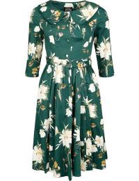 H&R London Mellemlang kjole - Emerald Flower Kjole - XS till L - Damer - multifarvet