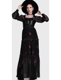 Killstar Lang kjole - What Darkness Returns - Pink Aura Maxi Dress - XS till 4XL - Damer - sort-pink
