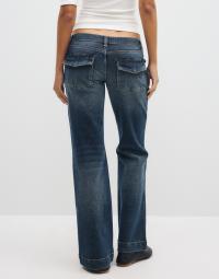 Nelly - Blå - Relaxed Bootcut Cargo Jeans
