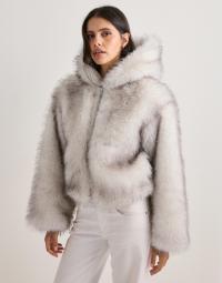 Nelly - Hvid - Faux Fur Hood Jacket