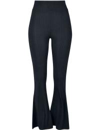 Urban Classics Leggings - Ladies High Waist Rib Flared Leggings - XS till 5XL - Damer - sort