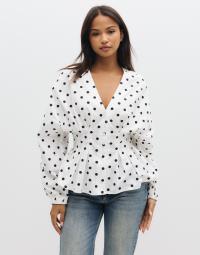 Nelly - Hvid - Dotted Pleat Blouse