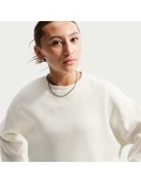 Nike Studio Fleece-sweatshirt med firkantet pasform og rund hals til piger - hvid