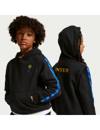Inter Milan City Side Nike Football-hættetrøje i fleece til større børn - sort