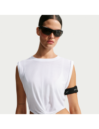 Kort NikeSKIMS Performance Twist-tanktop med twist i bomuldsblanding til kvinder - hvid