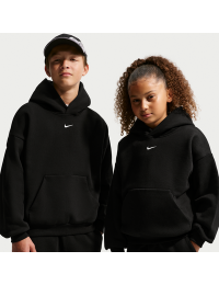 Nike Solo Swoosh-hættetrøje i fleece til større børn - sort