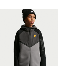 Nike Tech Fleece-hættetrøje med lynlås til større børn - grå