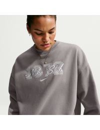 Oversized Nike Studio Fleece-crewtrøje i medium vægt til kvinder - sort