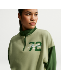Oversized Nike Studio Fleece-top i medium vægt med 1/4-lynlås og kortere snit til kvinder - grøn