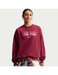 Oversized Nike Studio Fleece-crewtrøje i medium vægt til kvinder - rød