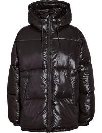 Noisy May Vinterjakke - NMALLIE SHINY HOOD LONG JACKET NOOS - XS till XL - Damer - sort