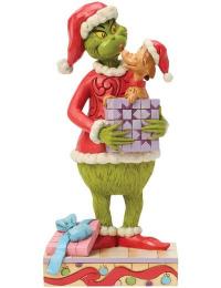 The Grinch Samlerfigurer - The Grinch Holding Gift with Max Popping Out - The Grinch by Jim Shore - Ingen - multifarvet