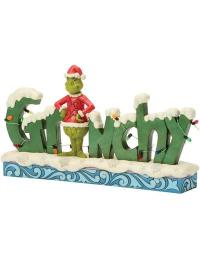 The Grinch Samlerfigurer - The Grinch with´Grinchy` Sign - The Grinch by Jim Shore - Ingen - multifarvet