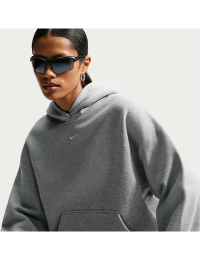Oversized Nike Studio Fleece-hættetrøje i medium vægt til kvinder - grå