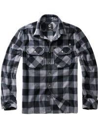 Brandit Langærmet skjorte - Fleece shirt Jeff - S till 5XL - Herrer - sort-grå
