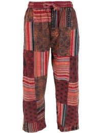 Guru-Shop Træningsbukser - Patchwork Yogahose, Goa Hose, Loose fit Hose - weinrot - M till XL - Herrer - rød